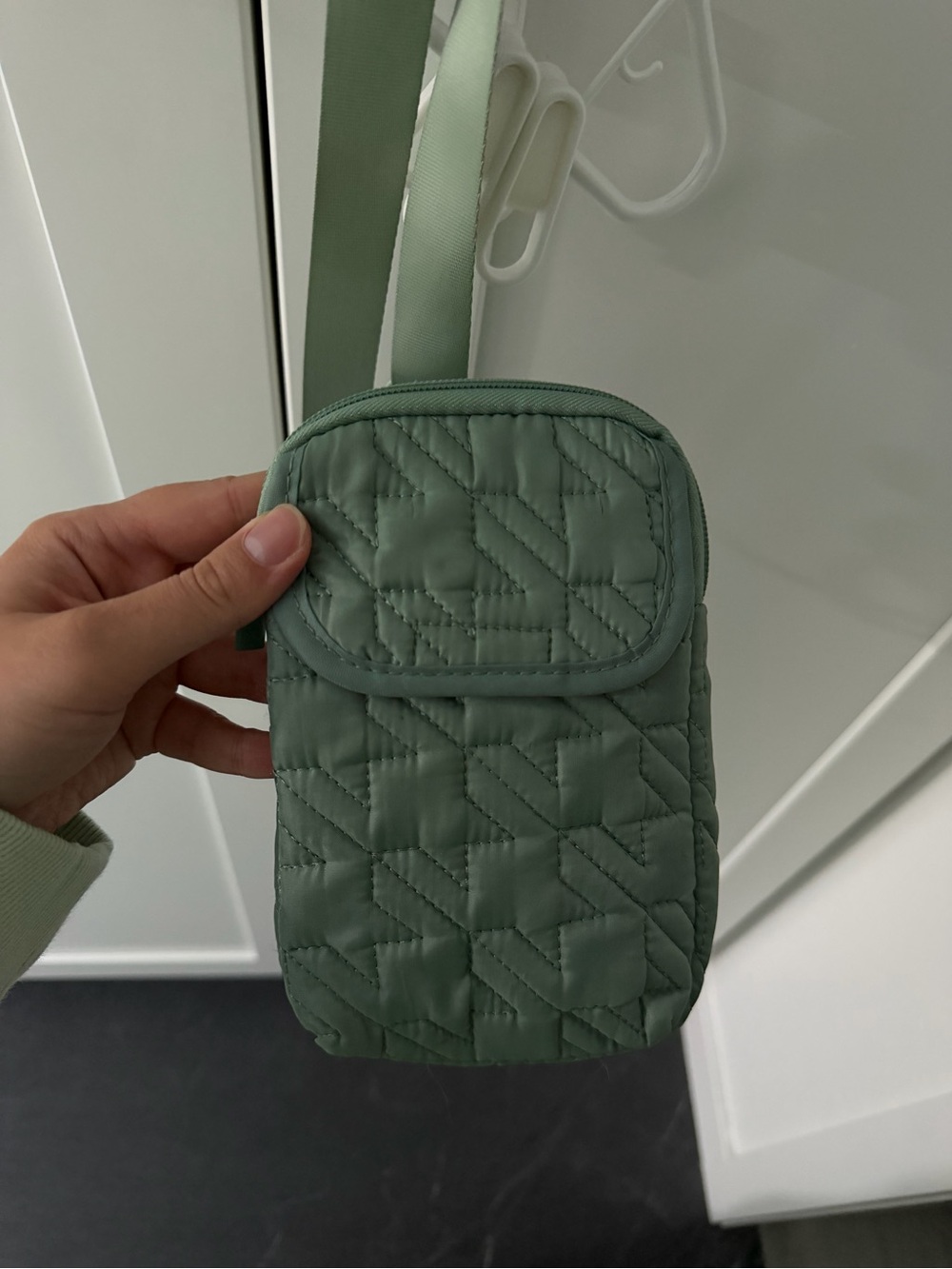 Green Quilted phone crossbody bag